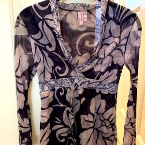 Blue multi flowered shirt